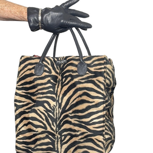 Vintage Kate Spade New York Tiger Animal Print Faux Fur Tote Bag Limited Edition